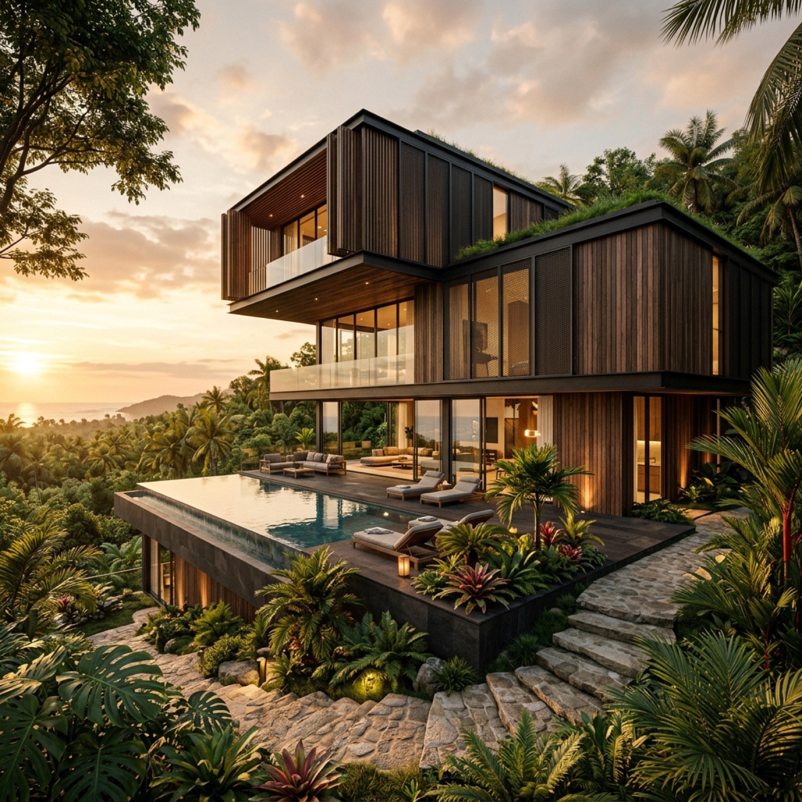 Premium architecture with facade and decking materials